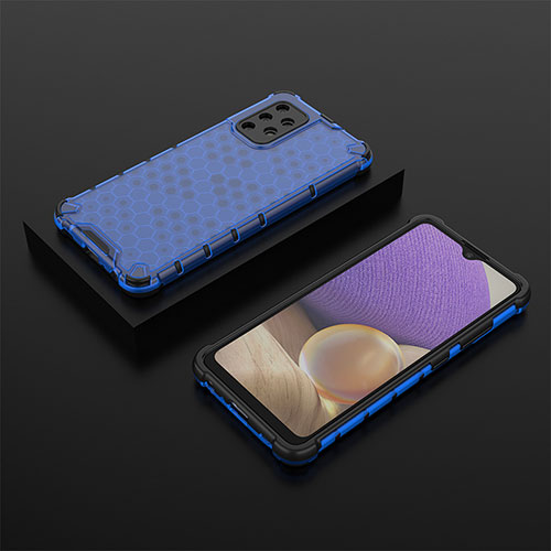 Silicone Transparent Frame Case Cover 360 Degrees AM2 for Samsung Galaxy M32 5G Blue