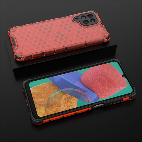 Silicone Transparent Frame Case Cover 360 Degrees AM2 for Samsung Galaxy M33 5G Red