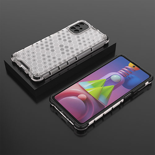 Silicone Transparent Frame Case Cover 360 Degrees AM2 for Samsung Galaxy M51 White