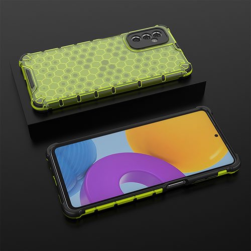 Silicone Transparent Frame Case Cover 360 Degrees AM2 for Samsung Galaxy M52 5G Green