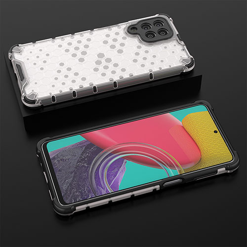 Silicone Transparent Frame Case Cover 360 Degrees AM2 for Samsung Galaxy M53 5G White