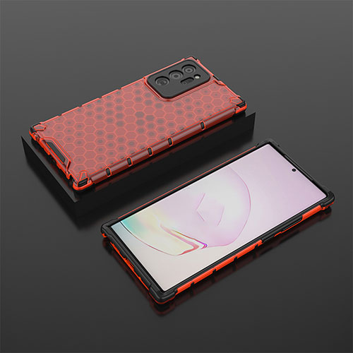 Silicone Transparent Frame Case Cover 360 Degrees AM2 for Samsung Galaxy Note 20 Ultra 5G Red