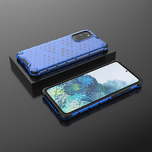 Silicone Transparent Frame Case Cover 360 Degrees AM2 for Samsung Galaxy S20 Plus Blue