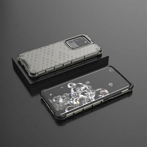 Silicone Transparent Frame Case Cover 360 Degrees AM2 for Samsung Galaxy S20 Ultra 5G Black