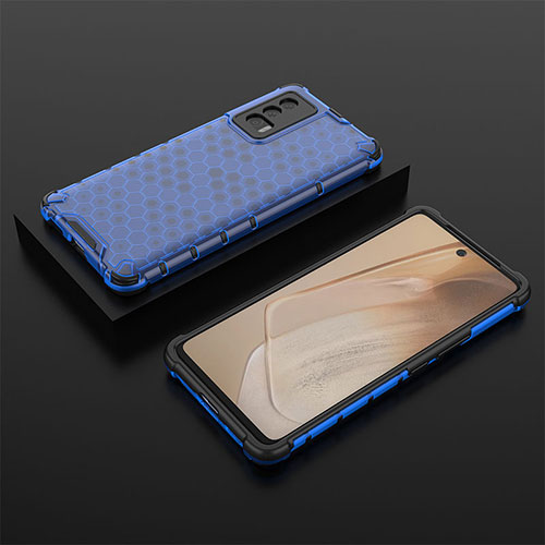 Silicone Transparent Frame Case Cover 360 Degrees AM2 for Vivo iQOO 7 India 5G Blue