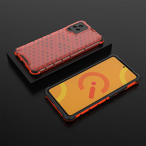 Silicone Transparent Frame Case Cover 360 Degrees AM2 for Vivo iQOO 7 Legend 5G Red