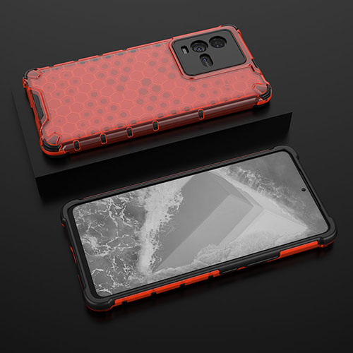 Silicone Transparent Frame Case Cover 360 Degrees AM2 for Vivo iQOO 9T 5G Red