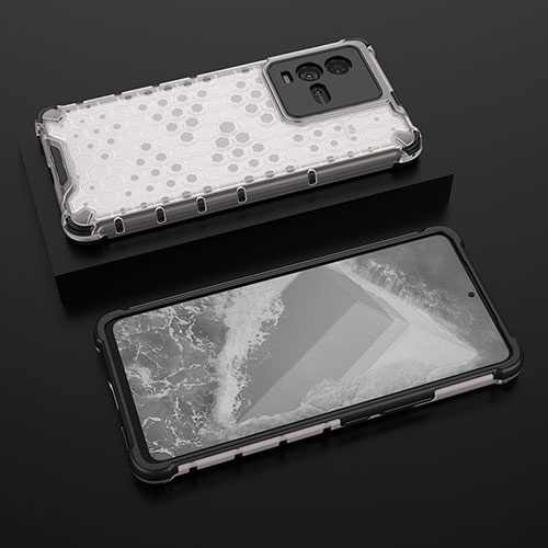 Silicone Transparent Frame Case Cover 360 Degrees AM2 for Vivo iQOO 9T 5G White