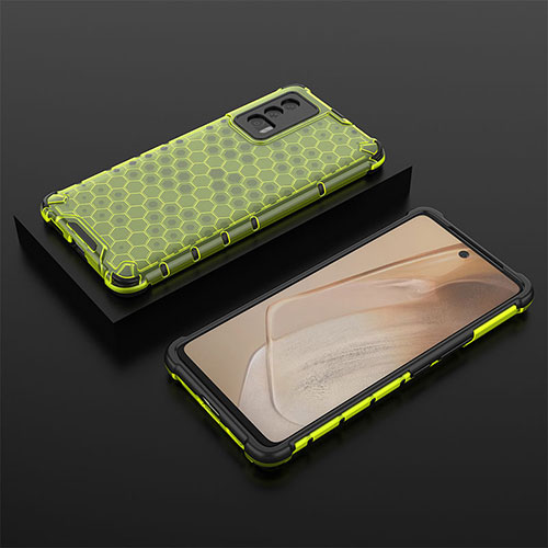 Silicone Transparent Frame Case Cover 360 Degrees AM2 for Vivo iQOO Neo5 5G Green