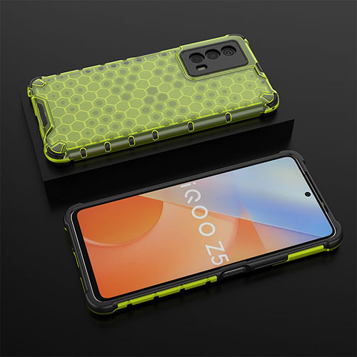 Silicone Transparent Frame Case Cover 360 Degrees AM2 for Vivo iQOO Z5 5G Green