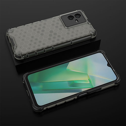 Silicone Transparent Frame Case Cover 360 Degrees AM2 for Vivo T2x 5G Black