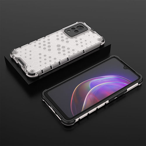 Silicone Transparent Frame Case Cover 360 Degrees AM2 for Vivo V21 5G White