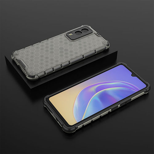 Silicone Transparent Frame Case Cover 360 Degrees AM2 for Vivo V21e 5G Black