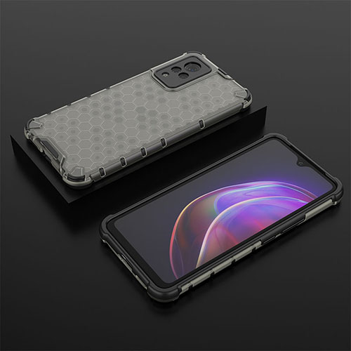 Silicone Transparent Frame Case Cover 360 Degrees AM2 for Vivo V21s 5G Black