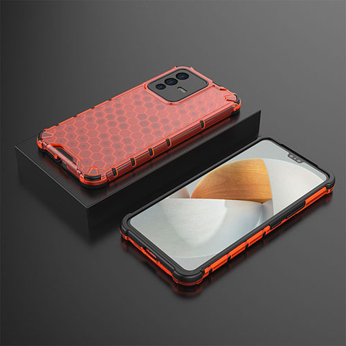 Silicone Transparent Frame Case Cover 360 Degrees AM2 for Vivo V23 5G Red