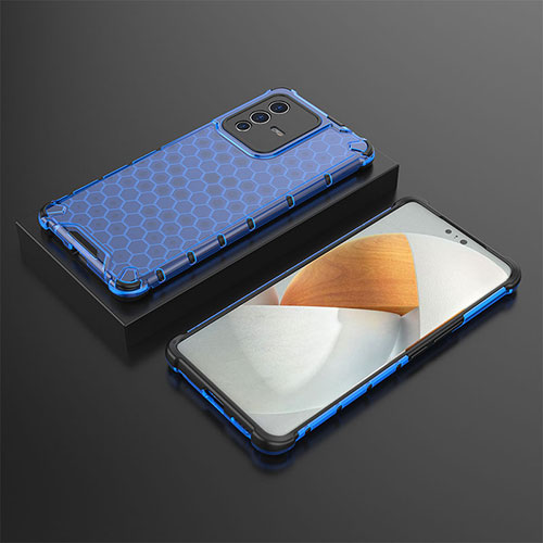 Silicone Transparent Frame Case Cover 360 Degrees AM2 for Vivo V23 Pro 5G Blue