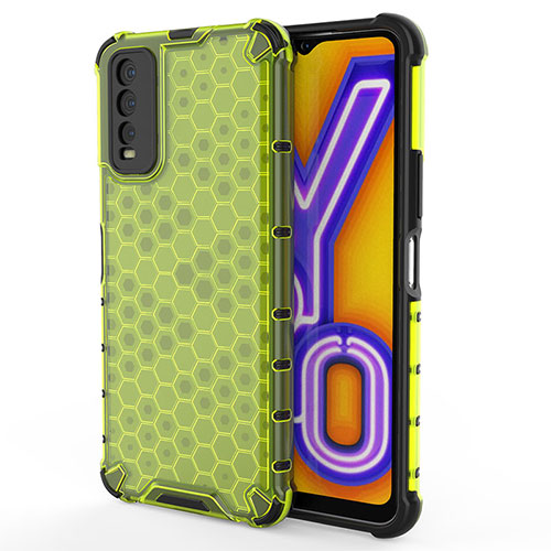 Silicone Transparent Frame Case Cover 360 Degrees AM2 for Vivo Y12A Green