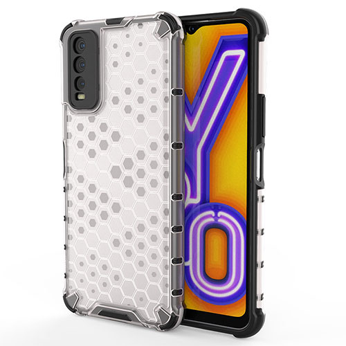 Silicone Transparent Frame Case Cover 360 Degrees AM2 for Vivo Y12s (2021) White