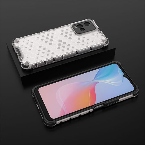 Silicone Transparent Frame Case Cover 360 Degrees AM2 for Vivo Y21a White