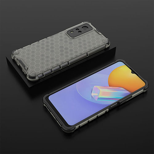Silicone Transparent Frame Case Cover 360 Degrees AM2 for Vivo Y31 (2021) Black