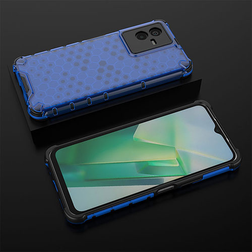 Silicone Transparent Frame Case Cover 360 Degrees AM2 for Vivo Y73t Blue