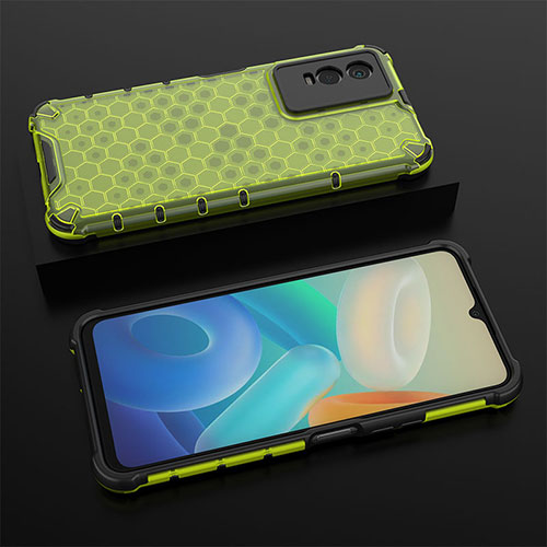 Silicone Transparent Frame Case Cover 360 Degrees AM2 for Vivo Y76s 5G Green