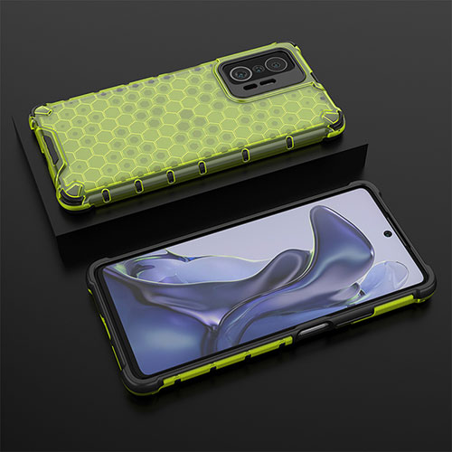 Silicone Transparent Frame Case Cover 360 Degrees AM2 for Xiaomi Mi 11T Pro 5G Green