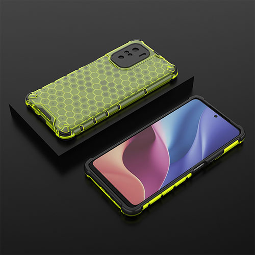 Silicone Transparent Frame Case Cover 360 Degrees AM2 for Xiaomi Poco F3 5G Green