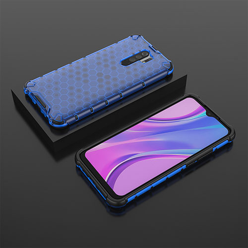 Silicone Transparent Frame Case Cover 360 Degrees AM2 for Xiaomi Poco M2 Blue