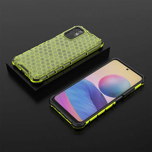 Silicone Transparent Frame Case Cover 360 Degrees AM2 for Xiaomi POCO M3 Pro 5G Green