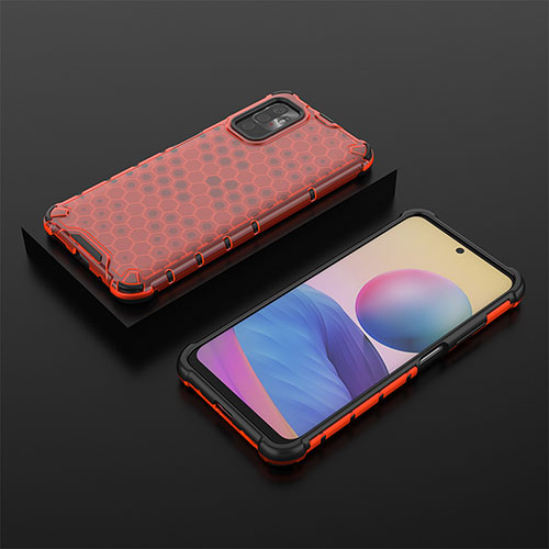 Silicone Transparent Frame Case Cover 360 Degrees AM2 for Xiaomi POCO M3 Pro 5G Red