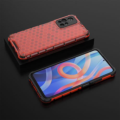 Silicone Transparent Frame Case Cover 360 Degrees AM2 for Xiaomi Poco M4 Pro 5G Red