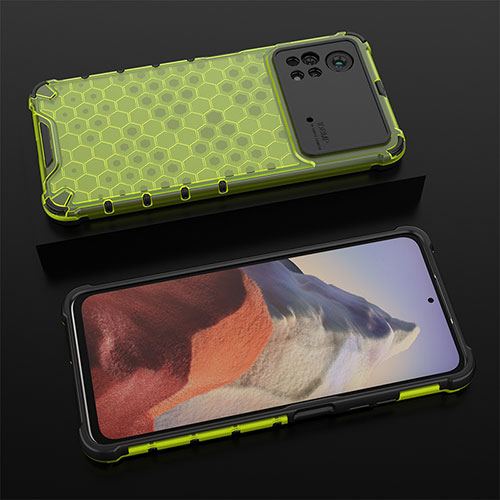 Silicone Transparent Frame Case Cover 360 Degrees AM2 for Xiaomi Poco X4 Pro 5G Green