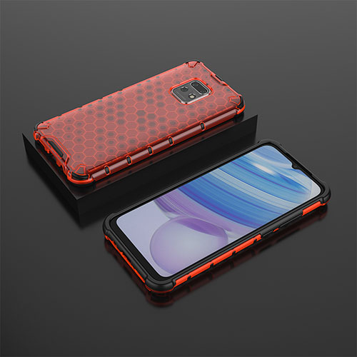 Silicone Transparent Frame Case Cover 360 Degrees AM2 for Xiaomi Redmi 10X 5G Red