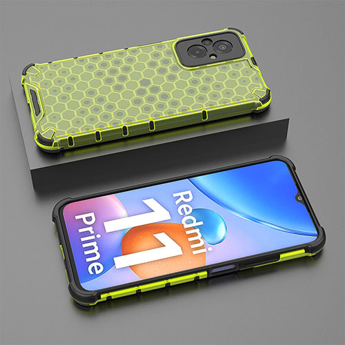 Silicone Transparent Frame Case Cover 360 Degrees AM2 for Xiaomi Redmi 11 Prime 4G Green