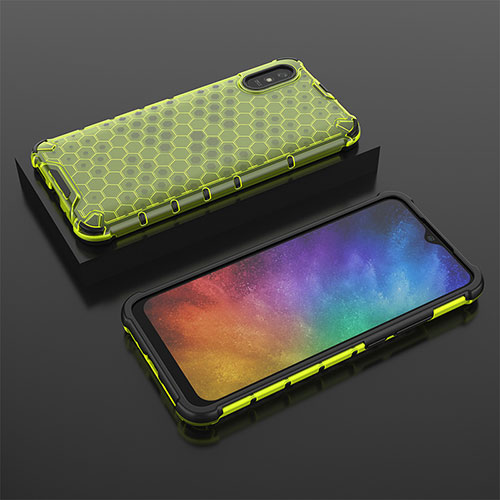 Silicone Transparent Frame Case Cover 360 Degrees AM2 for Xiaomi Redmi 9A Green
