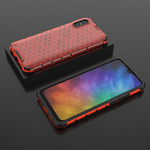 Silicone Transparent Frame Case Cover 360 Degrees AM2 for Xiaomi Redmi 9A Red