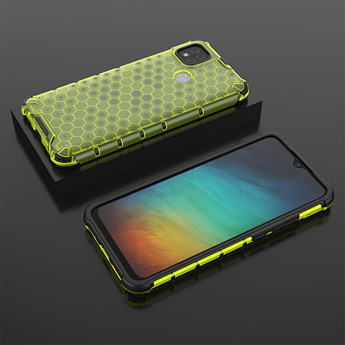 Silicone Transparent Frame Case Cover 360 Degrees AM2 for Xiaomi Redmi 9C NFC Green
