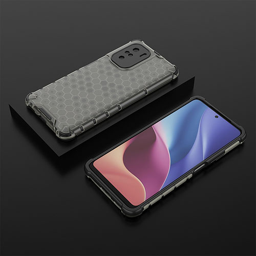 Silicone Transparent Frame Case Cover 360 Degrees AM2 for Xiaomi Redmi K40 Pro 5G Black