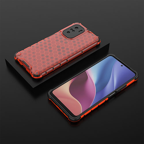 Silicone Transparent Frame Case Cover 360 Degrees AM2 for Xiaomi Redmi K40 Pro+ Plus 5G Red