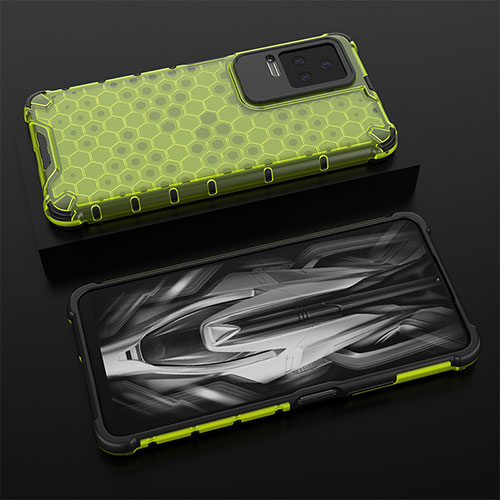 Silicone Transparent Frame Case Cover 360 Degrees AM2 for Xiaomi Redmi K50 Pro 5G Green