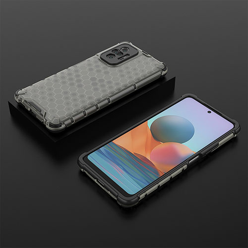 Silicone Transparent Frame Case Cover 360 Degrees AM2 for Xiaomi Redmi Note 10 Pro 4G Black