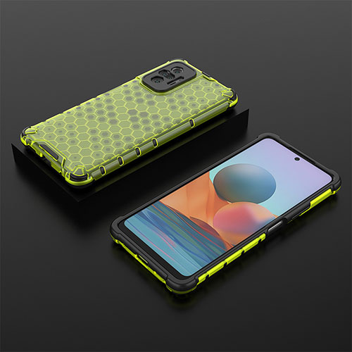 Silicone Transparent Frame Case Cover 360 Degrees AM2 for Xiaomi Redmi Note 10 Pro 4G Green
