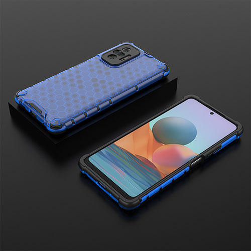 Silicone Transparent Frame Case Cover 360 Degrees AM2 for Xiaomi Redmi Note 10 Pro Max Blue