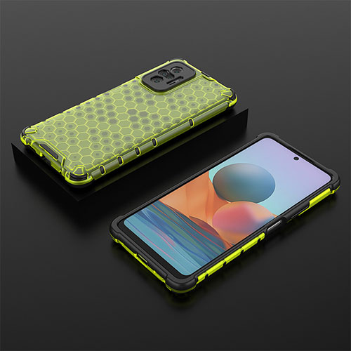 Silicone Transparent Frame Case Cover 360 Degrees AM2 for Xiaomi Redmi Note 10 Pro Max Green