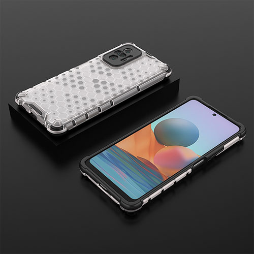 Silicone Transparent Frame Case Cover 360 Degrees AM2 for Xiaomi Redmi Note 10 Pro Max White