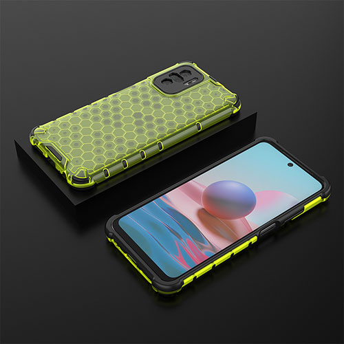 Silicone Transparent Frame Case Cover 360 Degrees AM2 for Xiaomi Redmi Note 10S 4G Green