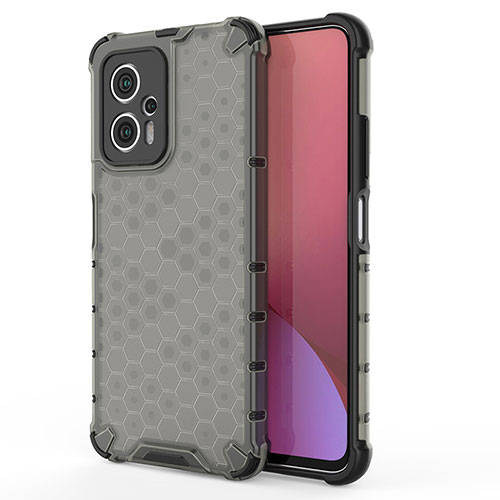 Silicone Transparent Frame Case Cover 360 Degrees AM2 for Xiaomi Redmi Note 11T Pro+ Plus 5G Black