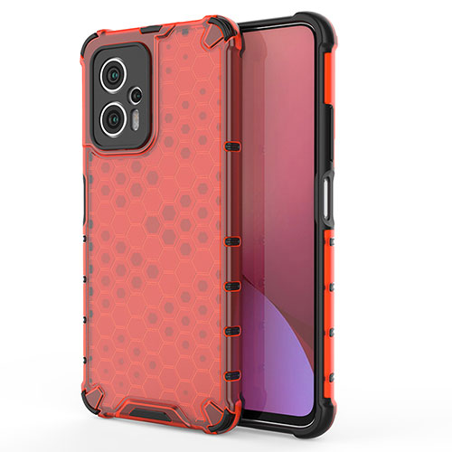 Silicone Transparent Frame Case Cover 360 Degrees AM2 for Xiaomi Redmi Note 11T Pro+ Plus 5G Red