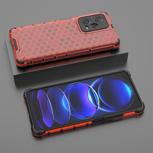 Silicone Transparent Frame Case Cover 360 Degrees AM2 for Xiaomi Redmi Note 12 Explorer Red